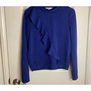 & Other Stories Striped Blue Ruffle Blouse, long sleeve, Size 34